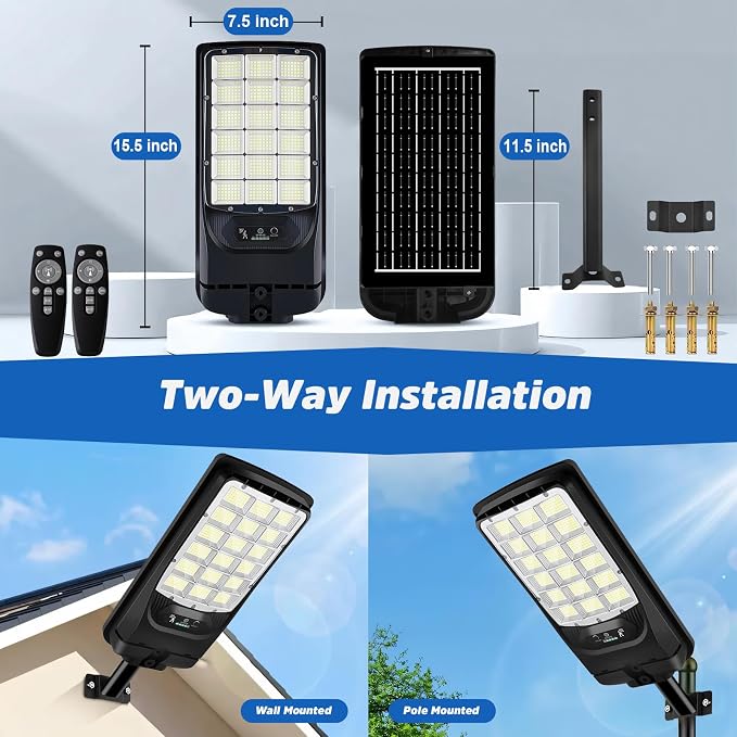 Solar Street Lights Outdoor Waterproof, 21000LM 6500K LED Motion Sensor Lights - Image 6
