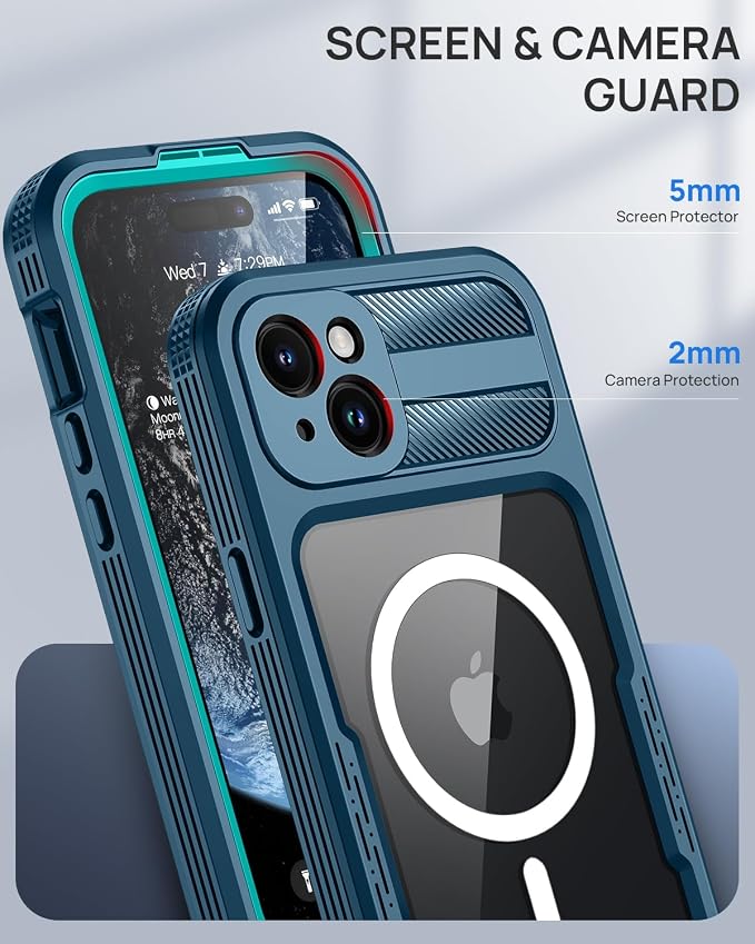 Lanhiem Magnetic for iPhone 15 Case, IP68 Waterproof Dustproof Case, Full Body - Image 7