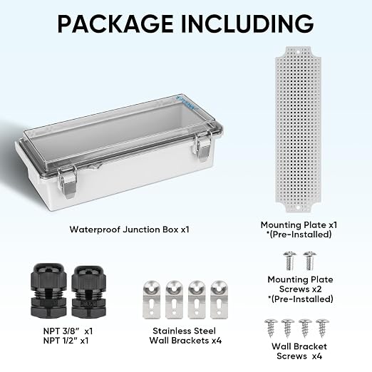 TICONN Outdoor Electrical Box Waterproof, Junction Box IP67 ABS Plastic - Image 6