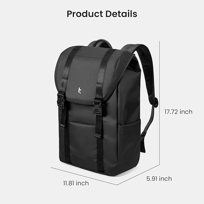 tomtoc Flap Laptop Backpack, Lightweight, Water-Resistant Casual Daypack - Image 9