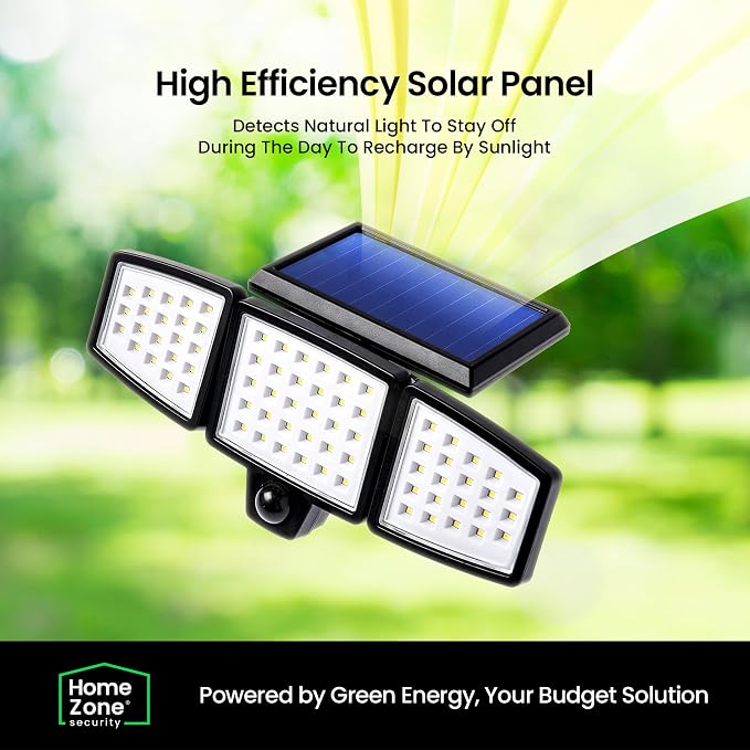 Home Zone Security 2 Packs Solar Flood Lights Outdoor Motion Sensor 120 Degrees - Image 3