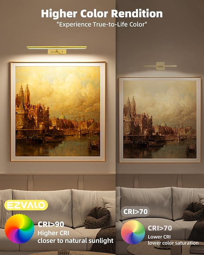 EZVALO Picture Light for Wall, 4800mAh Rechargeable Wireless Remote, Dimmable - Image 9