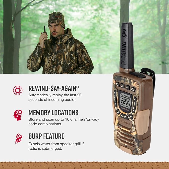 Cobra ACXT1035R FLT CAMO Waterproof Walkie Talkies - Image 4