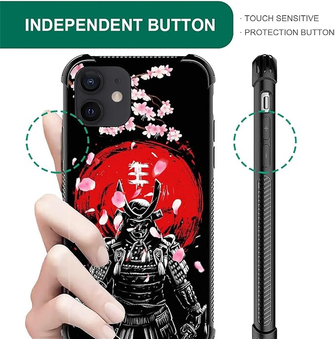 for iPhone 12/12 Pro Case, Sakura Japanese Samurai Pattern Graphic Design Girl - Image 4