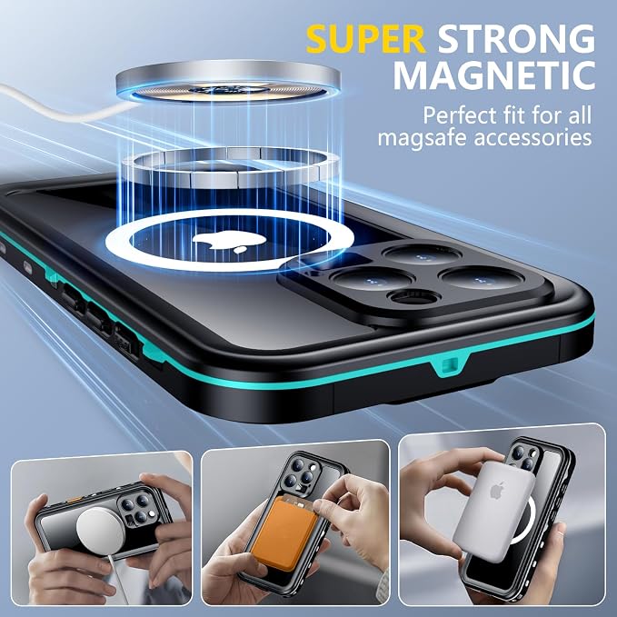 Red2Fire for iPhone 16 Pro Max Case Waterproof, Phone Case 6.9" Blue/Clear - Image 5