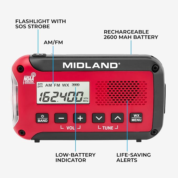Midland® - ER10VP Weather Radio - AM/FM Radio - Compact and Easy to Carry - SOS - Image 5