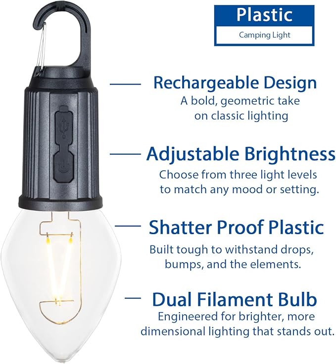 4-Pack Rechargeable Camp Light, Warm White LED Teardrop Bulb, Battery Powered - Image 2