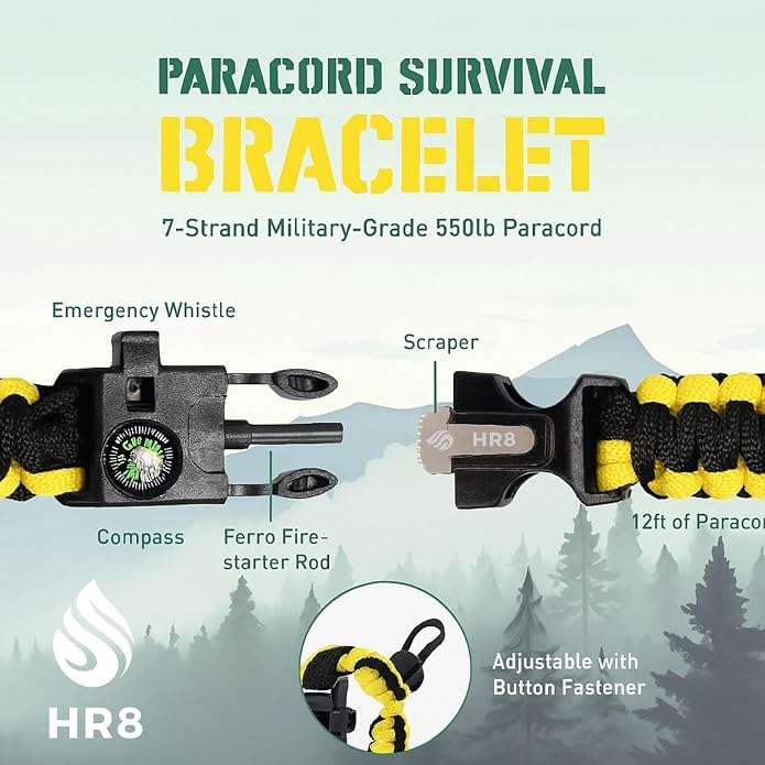 HR8 Paracord Survival Bracelet – Adjustable Paracord Bracelets, Hunting Gear - Image 3