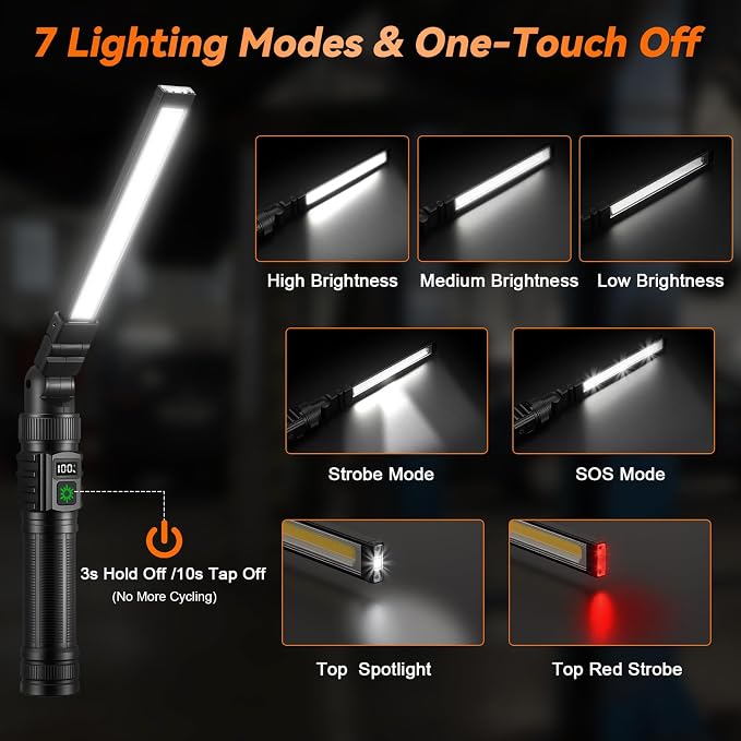 4Pack Magnetic Work Light, All Aluminum & 1500 High Lumens Rechargeable LED - Image 5