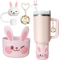 Silicone Cup Boot for Stanley 40oz Tumbler, Rabbit Bow Straw Cover Bottom by Unknown