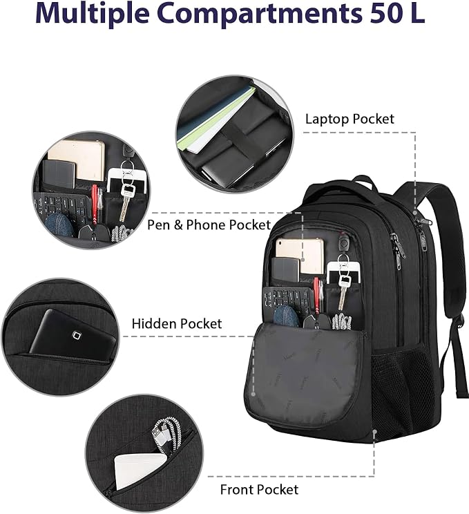 MATEIN 18.4 Inch Laptop Backpack 50 L, Extra Large Anti Theft Carryon Backpack - Image 5