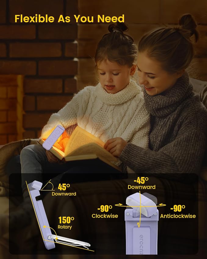 Glocusent USB Rechargeable Book Light, Portable Clip-on LED Reading Light - Image 5