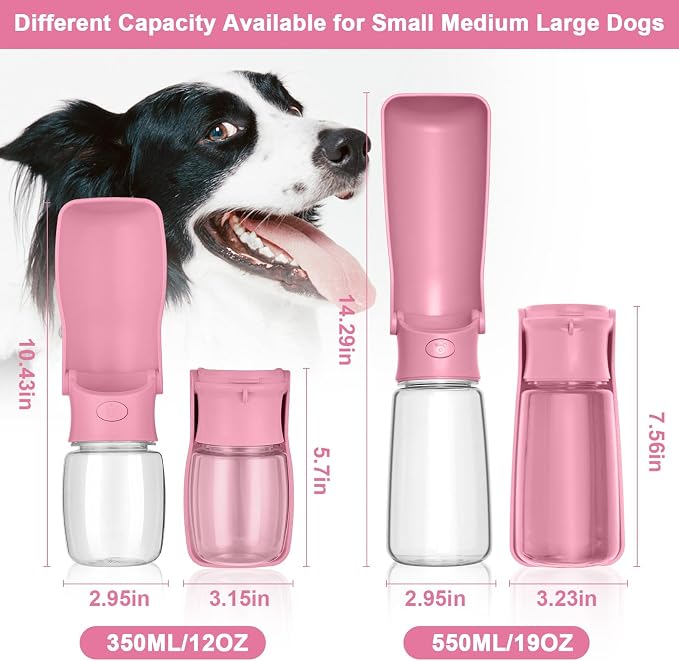 Portable Dog Water Bottle, Foldable Dog Water Bottle Leak Proof Dispenser - Image 3