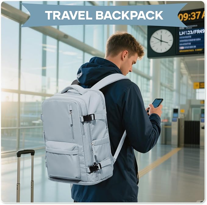 WONHOX Large Travel Backpack Carry on Flight Approved Laptop Work Business - Image 7