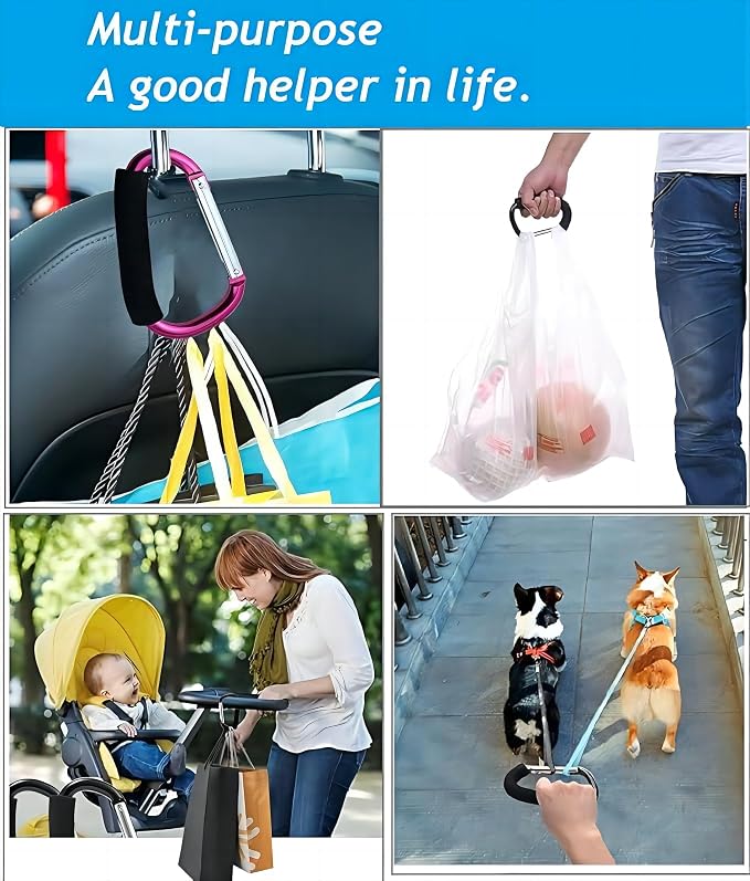 3PCS Stroller Hooks，5.2'' Large Carabiner Clip - Image 2