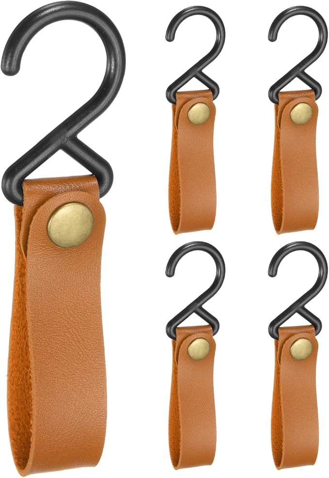 uxcell 5pcs PU Leather Hooks, S-Shape Hooks by uxcell
