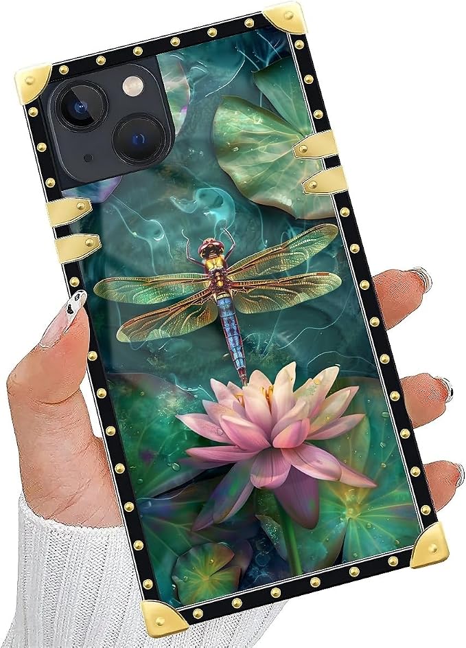 Compatible with iPhone 15 Case, Colourful Dragonfly Pink Lily Pads Luxury - Image 5