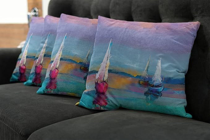 Ambesonne Abstract Oil Painting Decorative Throw Pillow Case Pack of 4 - Image 7