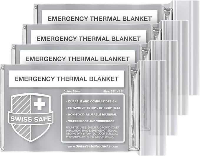 Swiss Safe 4 Pack Mylar Emergency Blankets by SwissSafe