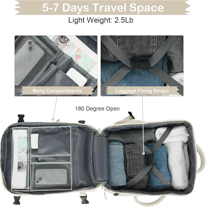 Hanples Travel Backpack for Women Men Large Carry On Person Item Flight - Image 5