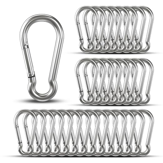 Small Carabiner Clip Hooks, Galvanized Iron Spring Snap Hook Fits Camping Hiking by KINLINK