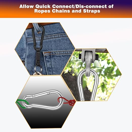 60PCS M5 Heavy Duty Carabiner Clip, 2Inch Snap Hook Quick Link Small Carabiner - Image 6