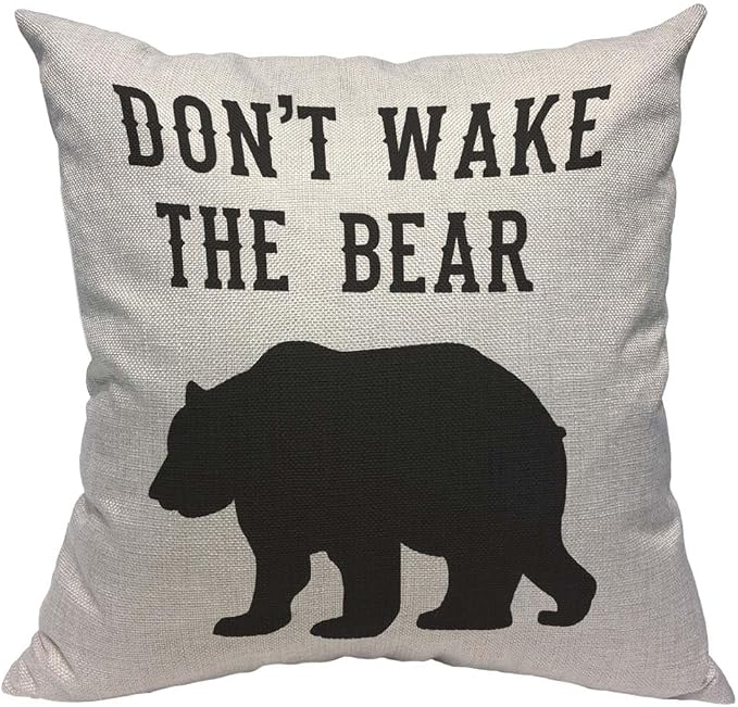 TKS MITLAN Don't Wake The Bear Decorative Pillow Covers Cool Animal Bear Black by TKS+MITLAN