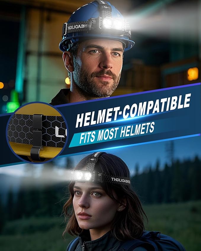 Headlamp Rechargeable 2PCS, 4500L Super Bright Light Bright LED Rechargeable - Image 5