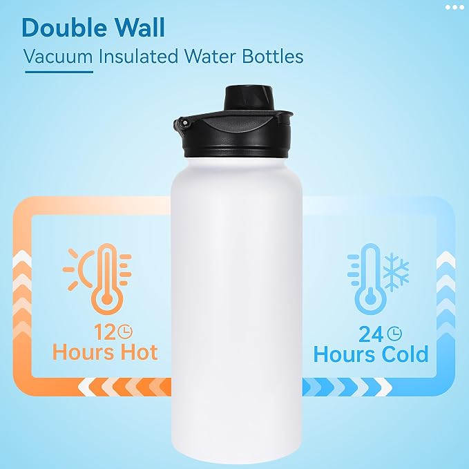 VEGOND 32 oz Insulated Water Bottle Stainless Steel Metal Water Bottles - Image 3