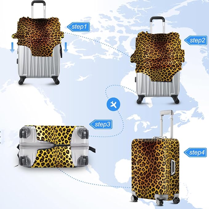 ANNA QUEEN Vintage Leopard Pattern Travel Luggage Cover -Stretchable Airplane - Image 6