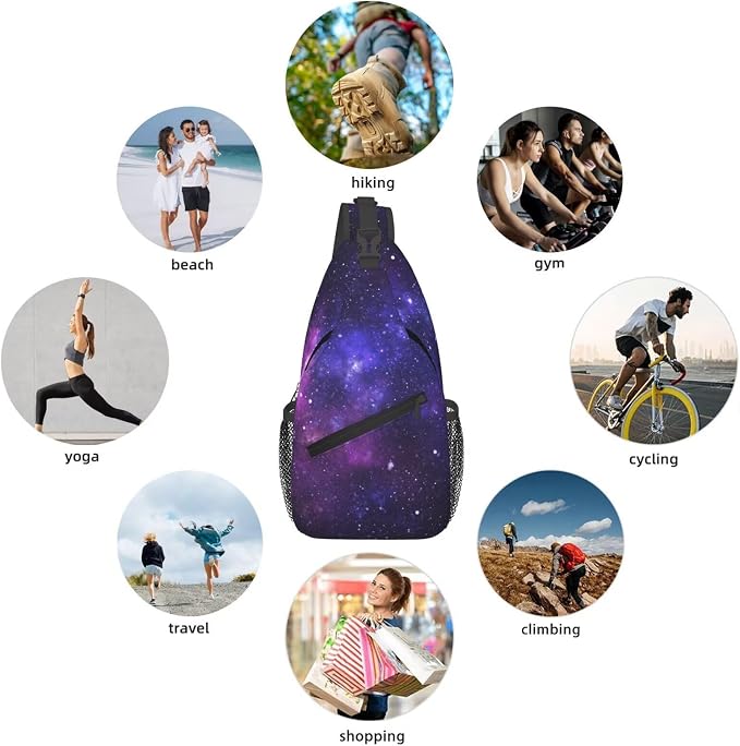 Galaxy Crossbody Sling Bags for Women Men Abstract Blue Nebula Beautiful Night - Image 5
