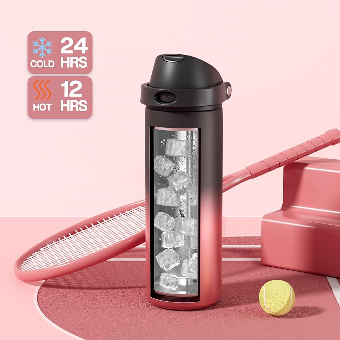 POWCAN 24 oz Stainless Steel Water Bottle: 2-in-1 Push-Button Spout & - Image 3