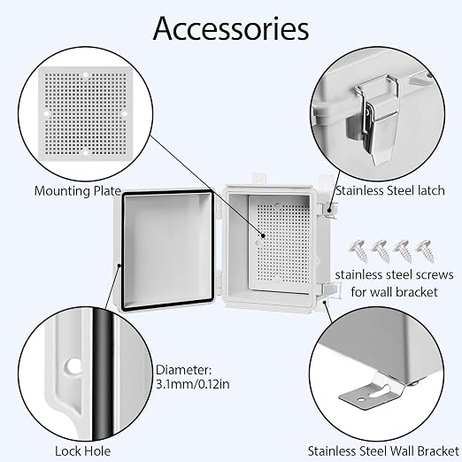 LeMotech Electrical Box, IP67 Waterproof Hinged Cover Stainless Steel Latch - Image 4