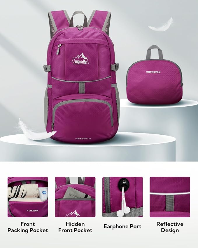 WATERFLY Hiking Packable Daypack Backpack: 25L Ultra Lightweight Day Pack - Image 3