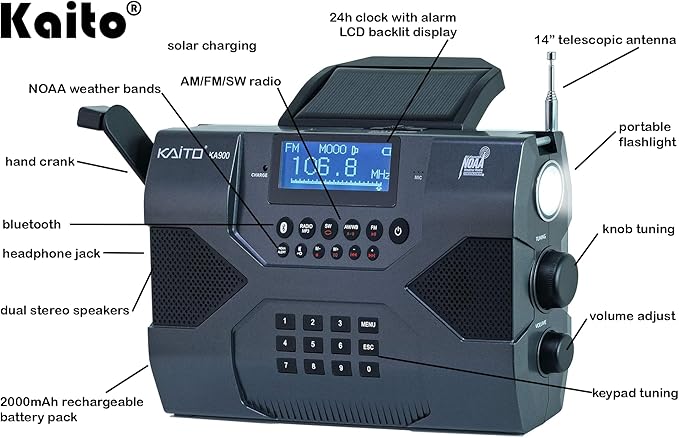 Kaito Emergency Radio Voyager Max KA900 Digital Solar Dynamo Crank Wind Up - Image 2