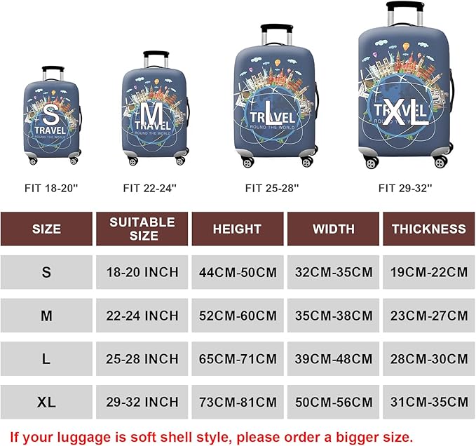 WUJIAONIAO Travel Luggage Cover Baggage Suitcase Cover Protector Skins 18-32 - Image 5