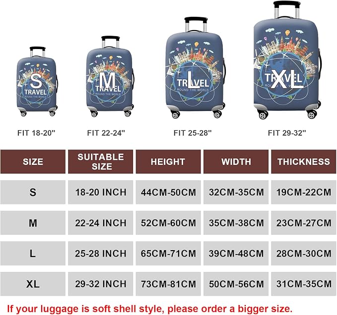 WUJIAONIAO Travel Luggage Cover Baggage Suitcase Cover Protector Skins 18-32 - Image 6