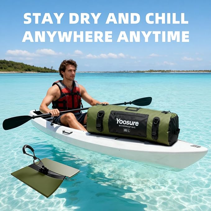 80L Waterproof Duffel Bag Motorcycle Dry Bag Backpack, Waterproof Zippered Bags - Image 8