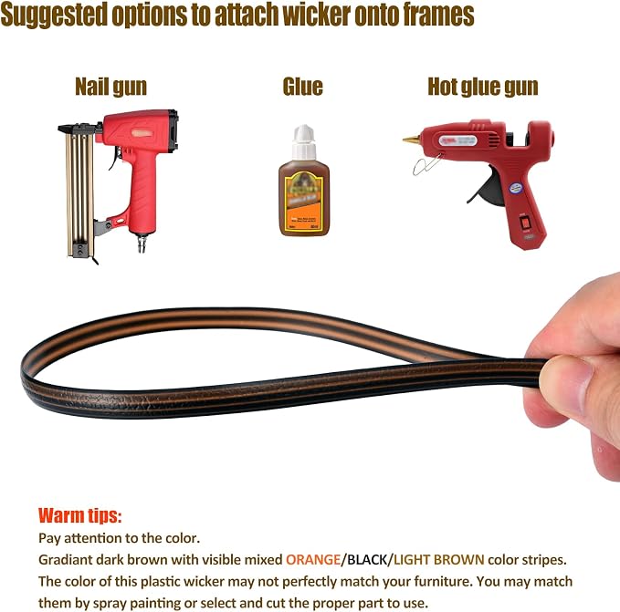 480 Ft Wicker Repair Kit, Plastic Wicker Repair Supplies, Gradient Dark Brown - Image 6