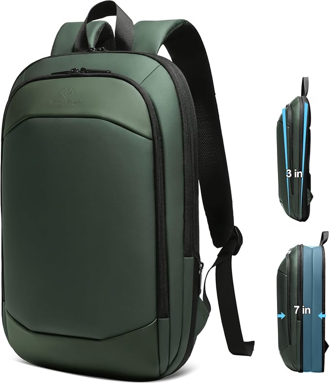 Slim Laptop Backpack for Men, Waterproof Expandable High Tech Business Work by hkbag