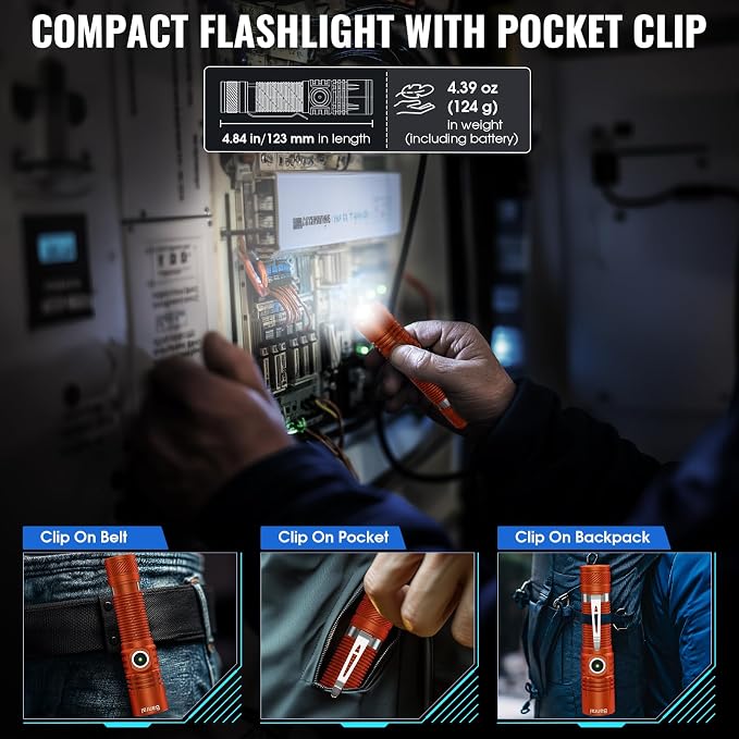 Rechargeable Tactical Flashlights, High Lumens Small Mini USB-C LED Flashlight - Image 3