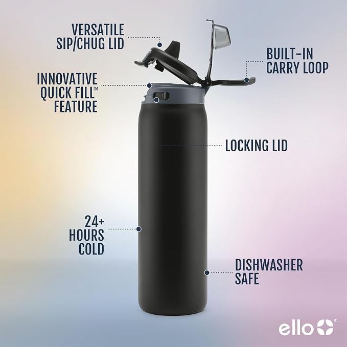 Ello Pop & Fill 22oz Stainless Steel Water Bottle - Image 3