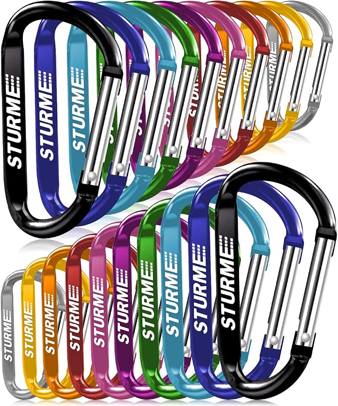 20pcs 2.7" Carabiner Clip Durable Carabeaner Hooks Small Carabiner D Clip by STURME