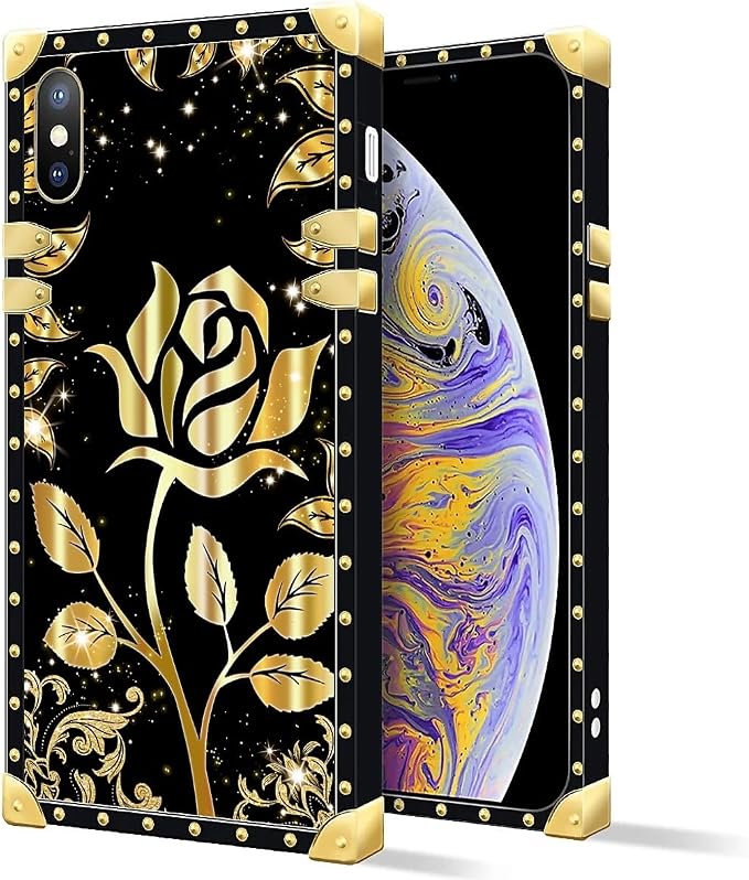 Compatible with iPhone Xs Max Case, Shine Gold Rose Luxury Golden Decoration - Image 2