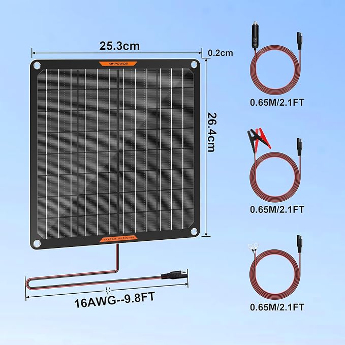 Solar Battery Charger 10W 12V Solar Trickle Car Battery Maintainer Portable - Image 6