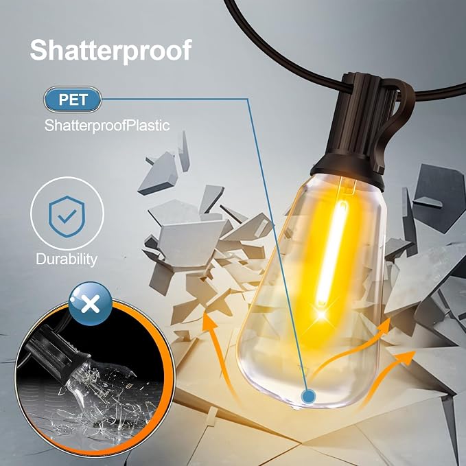 MGVIH Outdoor String Led Patio Lights: 65Ft 20M Outside Waterproof Light - Image 6