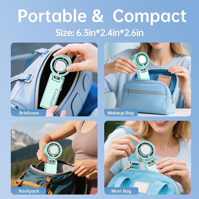 Handheld Portable Fan with Ice Cooler: 199-Speed 5500mAh Rechargeable Handheld - Image 8