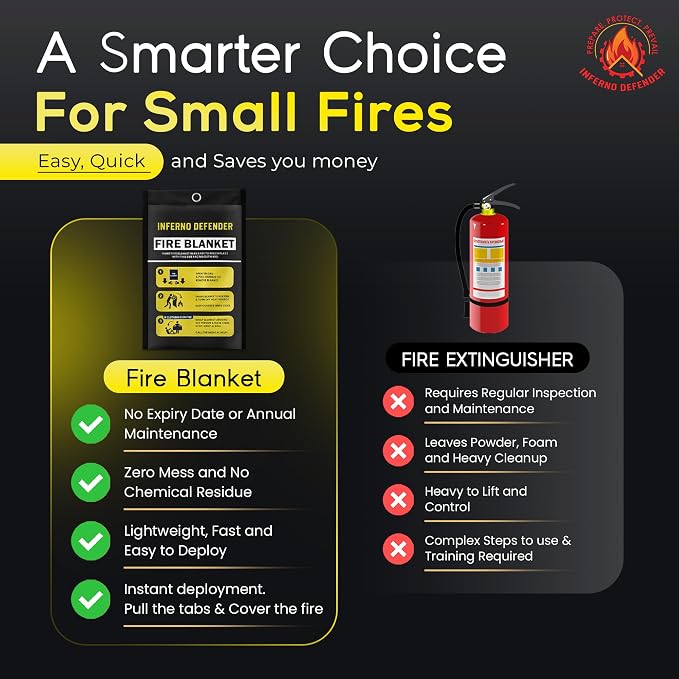 Emergency Fire Blanket For Home And Kitchen, Safe Touch Silicone Coated - Image 2