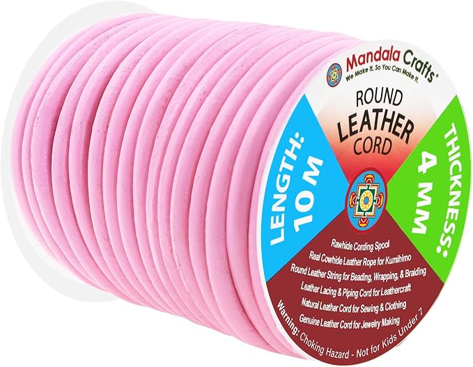 Mandala Crafts Round Genuine Pink Leather Cord by MandalaCrafts