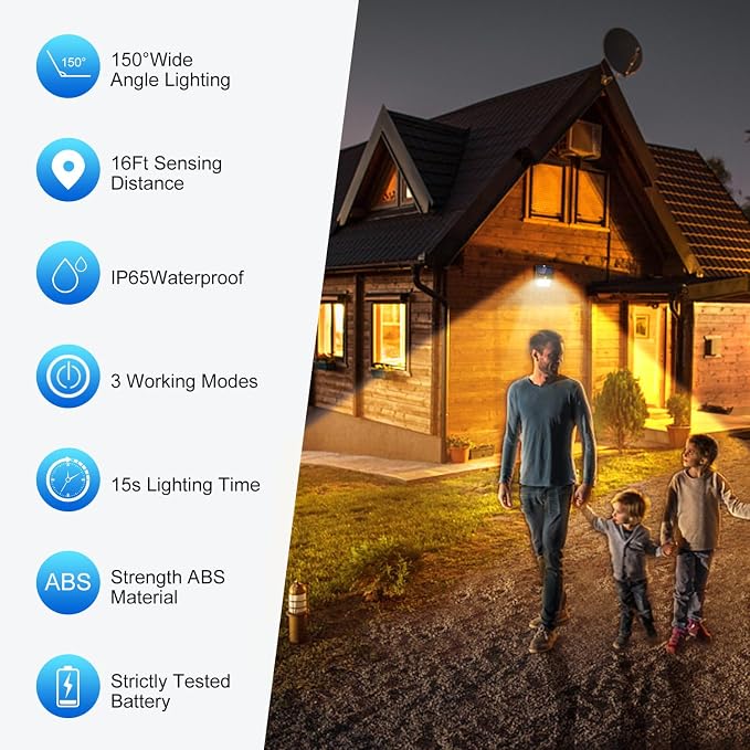 SEZAC Solar Lights Outdoor, 6 Pack Solar Motion Sensor Outdoor Lights - Image 2